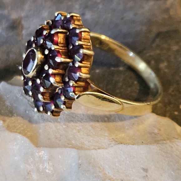 Vintage Bohemian Garnet 14K Yellow Gold Ring - Picture 2 of 15